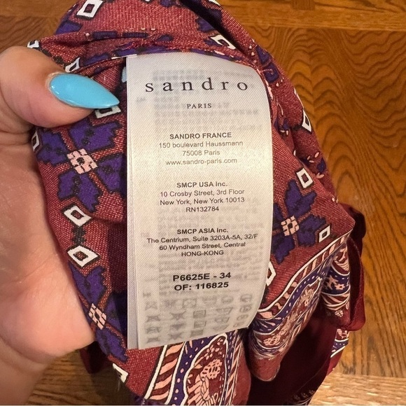 Sandro Paris Dilone Wrap-effect Printed Voile Short Romper Sz 38 or US 6 - Picture 11 of 16